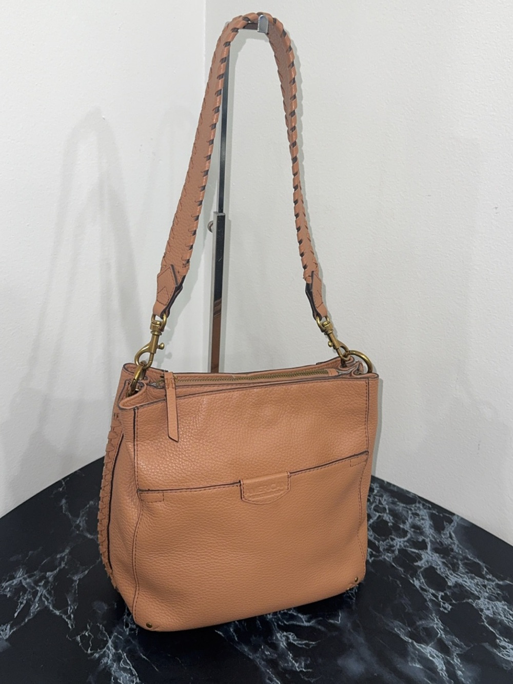 American Leather Co. Handbag Luca Triple Entry Crossbody Bag AUTHENTIC - Picture 2 of 9